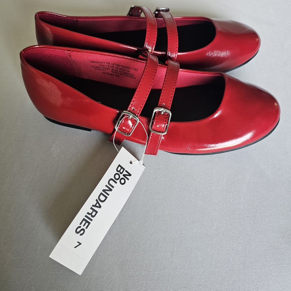 No Boundaries Red Patent Mary Jane Flats For Girls